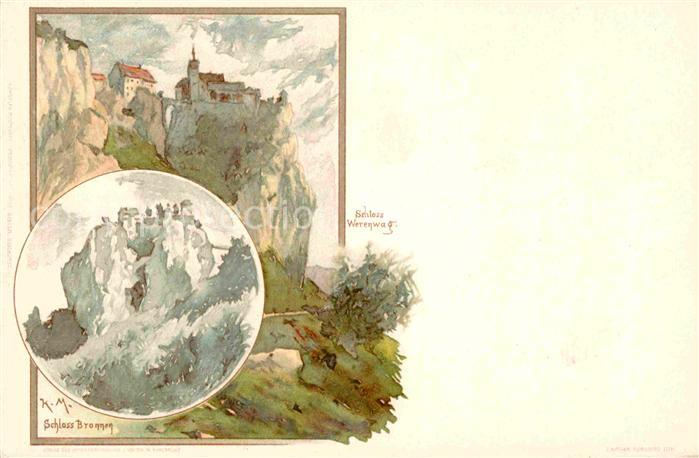 Fridingen Donau Schloss Bronnen Werenwag Kuenstlerkarte K. M.