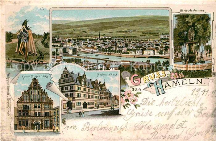 Hameln Weser Rattenfaenger-Haus Gertrudenbrunnen Hochzeits-Haus