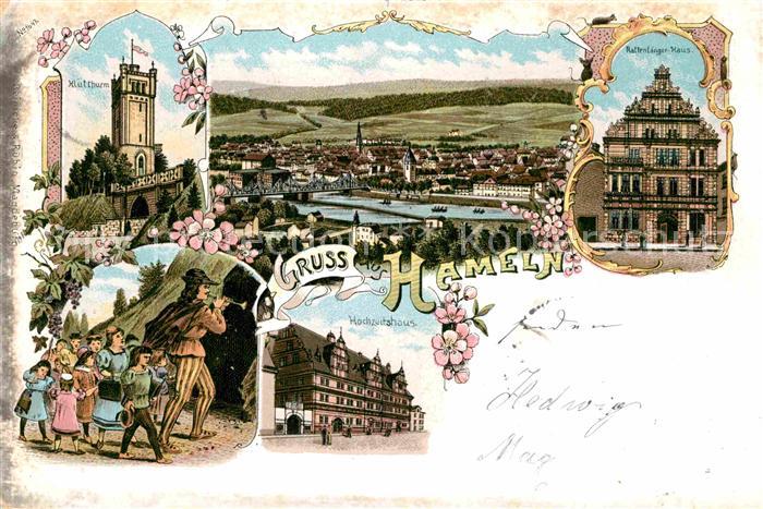 Hameln Weser Kluetturm Rattenfaenger-Haus Hochzeitshaus