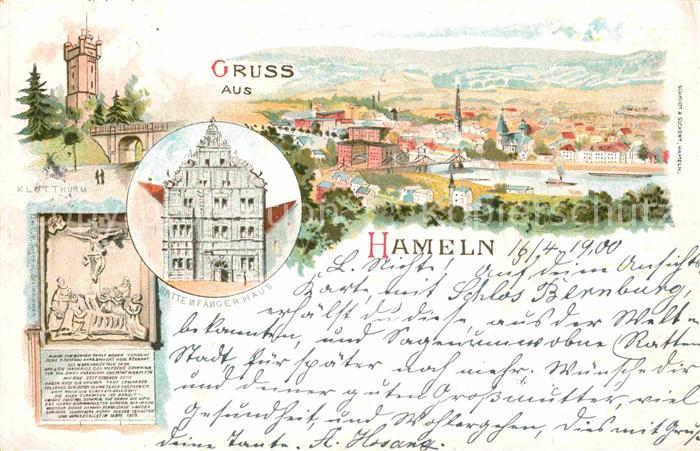 Hameln Weser Kluetturm Rattenfaengerhaus