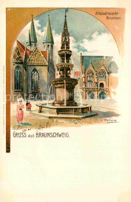 BRAUNSCHWEIG  CITY Altstatmarkt-Brunnen Kuenstlerkarte P. Wirsing