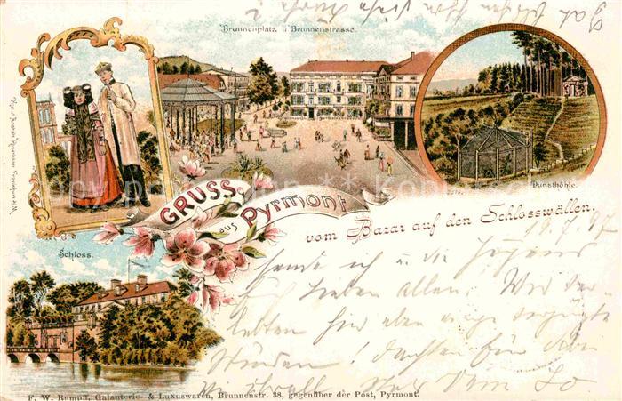 Bad Pyrmont Dunsthoehle Tracht Brunnenplatz Brunnenstrasse Schloss