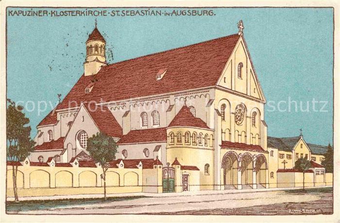 Augsburg Kapuziner Klosterkirche St. Sebastian Kuenstlerkarte