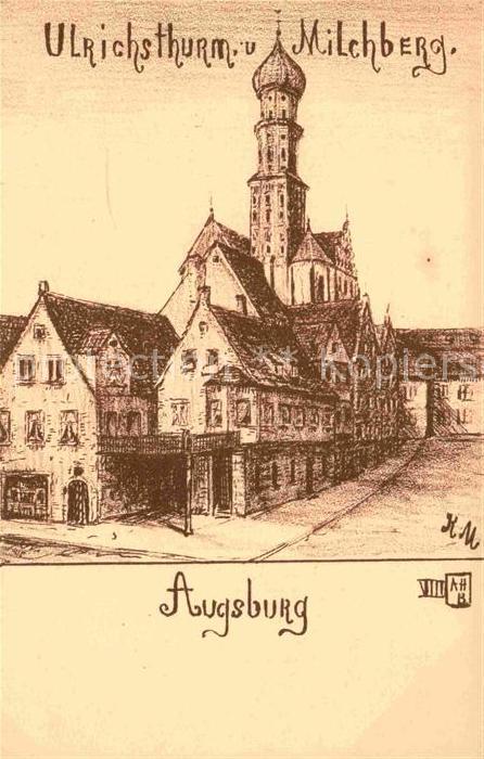Augsburg Ulrichsturm Milchberg Kuenstlerkarte