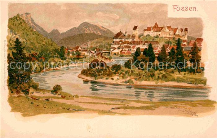 Fuessen Allgaeu Kuenstlerkarte Otto Struetzel Litho