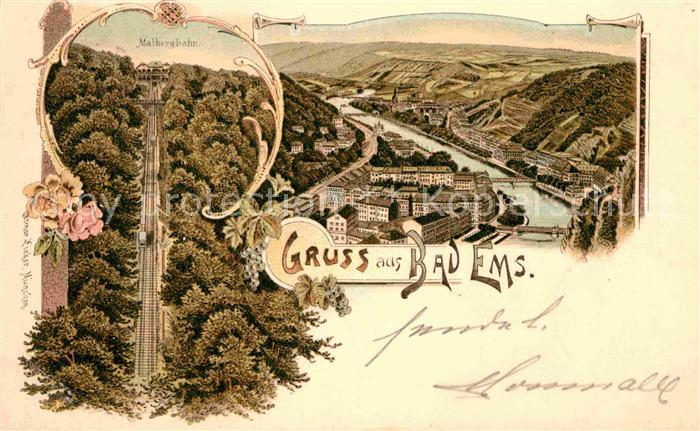 Bad Ems Malbergbahn Litho