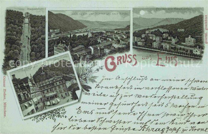 Bad Ems Kurhaus Kaiserwohnung Malbergbahn Hotel zu den vier Tuermen