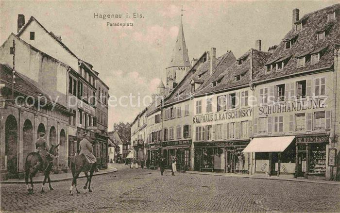 Hagenau Elsass Paradeplatz Kaufhaus D. Katschinsky Schuhhandlung