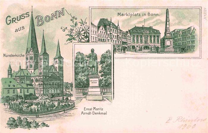 Bonn Rhein Marktplatz Muensterkirche Ernst-Moritz-Arndt-Denkmal