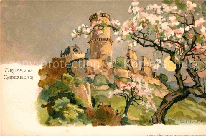 Bad Godesberg Godesburg Kuenstlerkarte C. Pfaff Litho