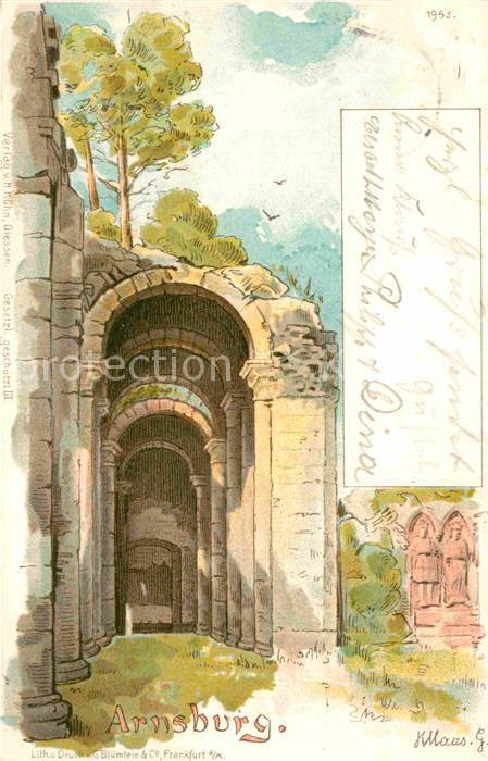Arnsburg Hessen Kuenstlerkarte Litho