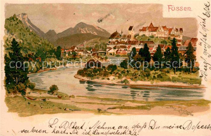 Fuessen Allgaeu Kuenstlerkarte Otto Struetzel Litho