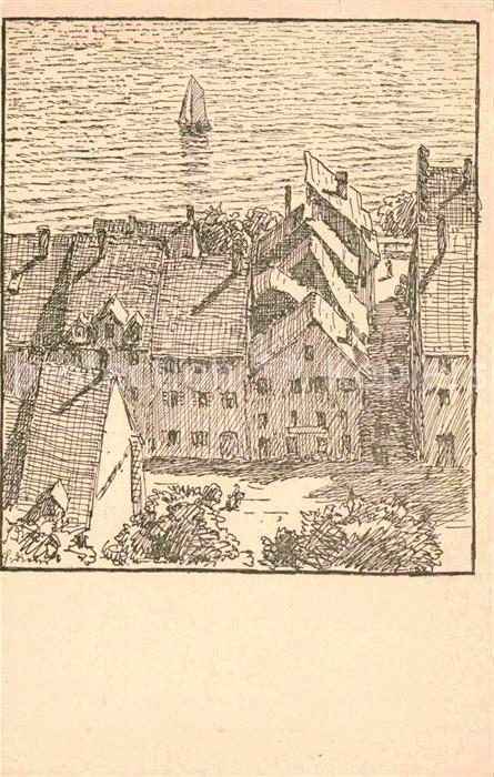 DIETER Hans (1881-1968) Bodenseekuenstler Meersburg Haeuser am See