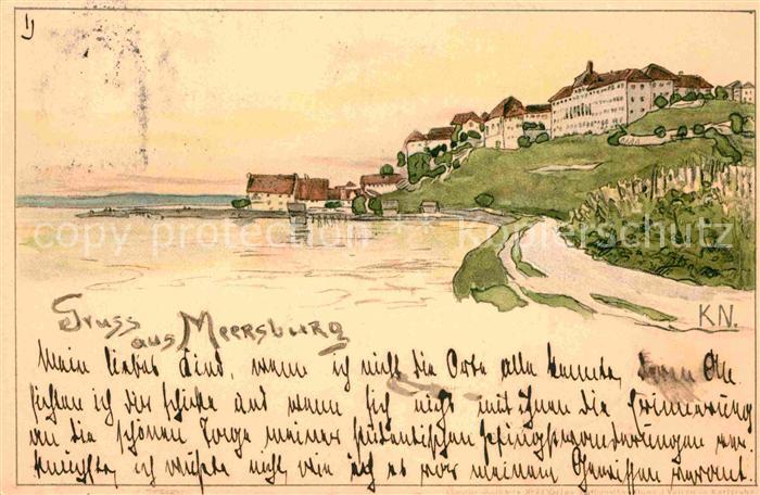 Meersburg Bodensee Kuenstlerkarte K.N.