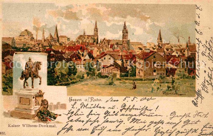 Essen Ruhr Kaiser-Wilhelm-Denkmal Kuenstlerkarte Heinisch Litho