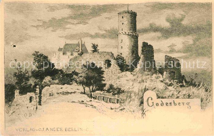 Bad Godesberg Godesburg Kuenstlerkarte O. D.