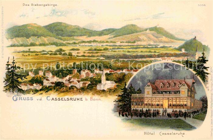 Bonn Rhein Hotel Casselsruhe Siebengebirge Litho