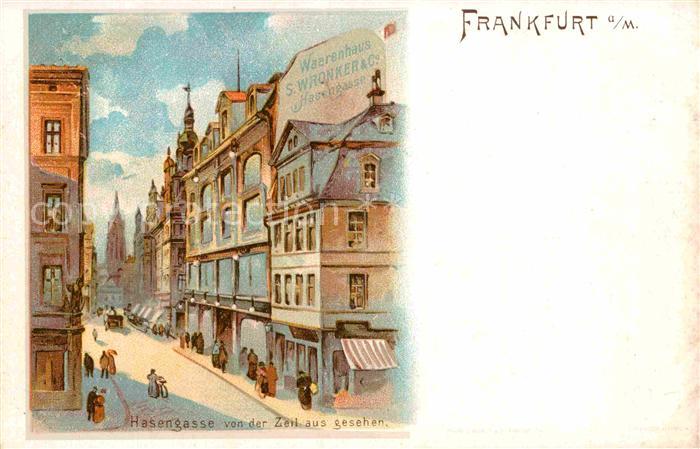Frankfurt Main Hasengasse Warenhaus S. Wronker Litho