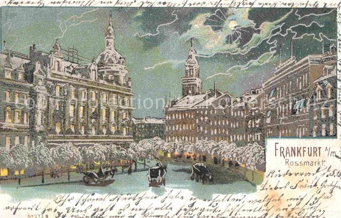 Frankfurt Main Rossmarkt Litho