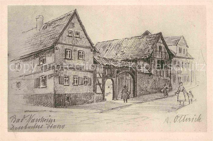 Bad Nauheim Deutsches Haus Kuenstlerkarte A. Ollerich