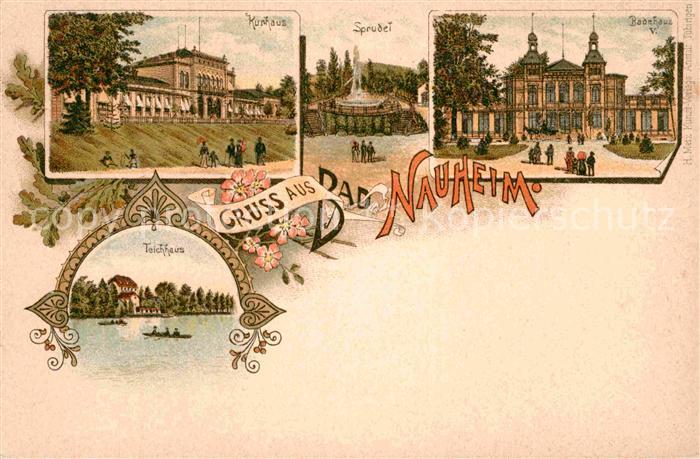Bad Nauheim Kurhaus Badehaus Sprudel Teichhaus Litho