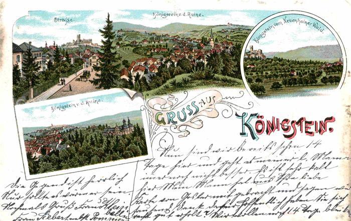 Koenigstein Taunus Strasse Burgruine Litho