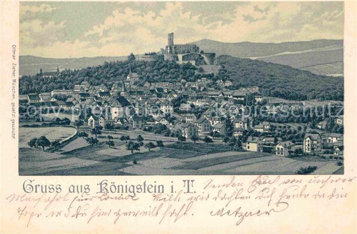 Koenigstein Taunus Burgruine Litho