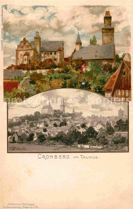 Kronberg Taunus Kuenstlerkarte C. Muench Litho