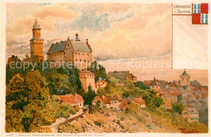 Kronberg Taunus Burg Kuenstlerkarte W. Lauter Litho