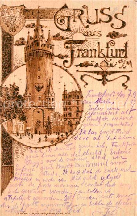 Frankfurt Main Eschenheimer Turm Litho