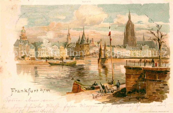 Frankfurt Main Kuenstlerkarte A. Hartmann Litho