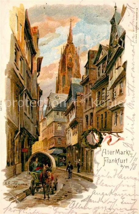 Frankfurt Main Alter Markt Kuenstlerkarte A. Hartmann Litho
