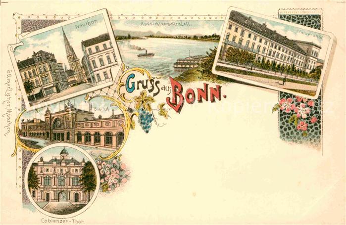 Bonn Rhein Bahnhof Universitaet Neutor Koblenzer-Tor Litho