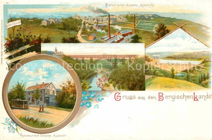 SOLINGEN NRW Muengstener Bruecke Restaurant Zur schoenen Aussicht Litho