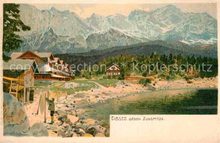 Eibsee Hotel Zugspitze Litho