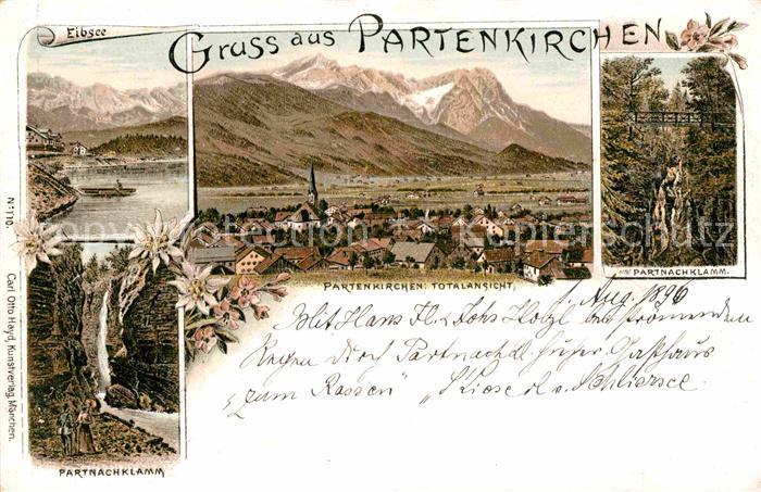 Partenkirchen Partnachklamm Totalansicht Litho