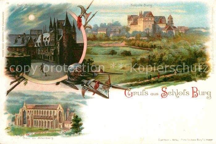 Burg Wupper Schloss Burg Hofansicht Dom zu Altenberg Litho
