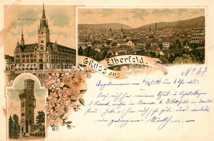 Elberfeld Wuppertal Neues Rathaus Von-der-Heydt-Turm Litho