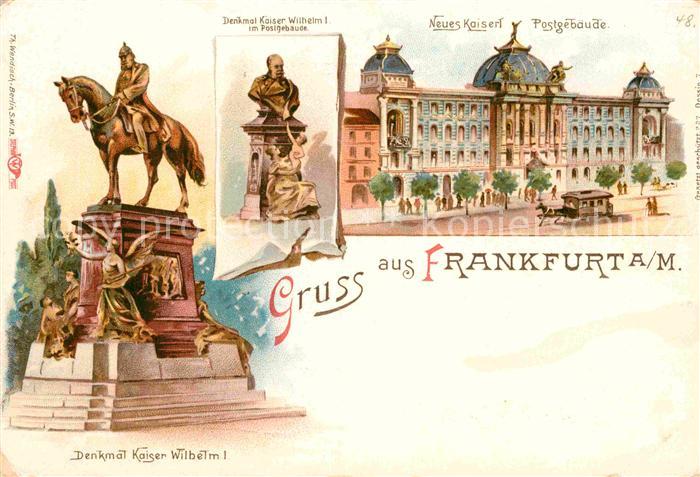 Frankfurt Main Postgebaeude Kaiser-Wilhelm-I.-Denkmal Litho