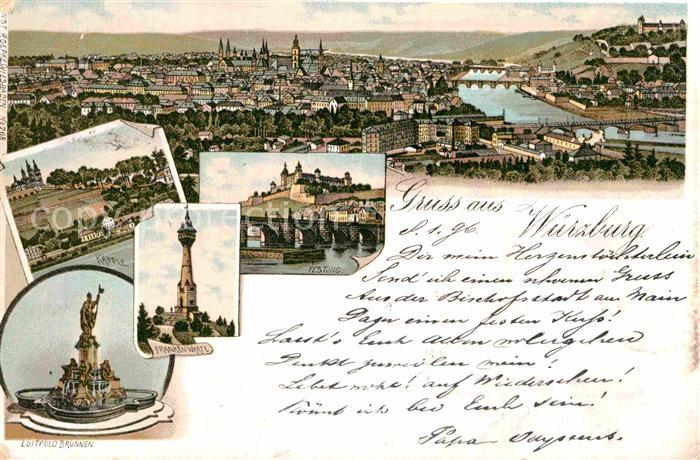 WueRZBURG Bayern Kaepple Luitpold Brunnen Festung Franken-Warte