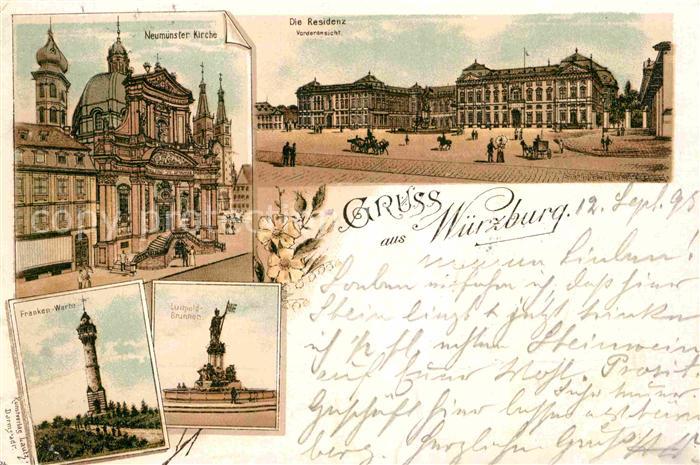 WueRZBURG Bayern Residenz Neumuenster Kirche Franken-Warte Luitpold-Brunnen