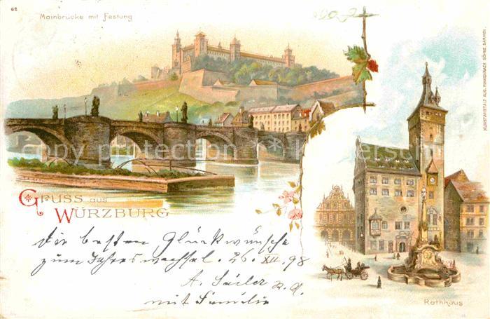 WueRZBURG Bayern Rathaus Mainbruecke Festung