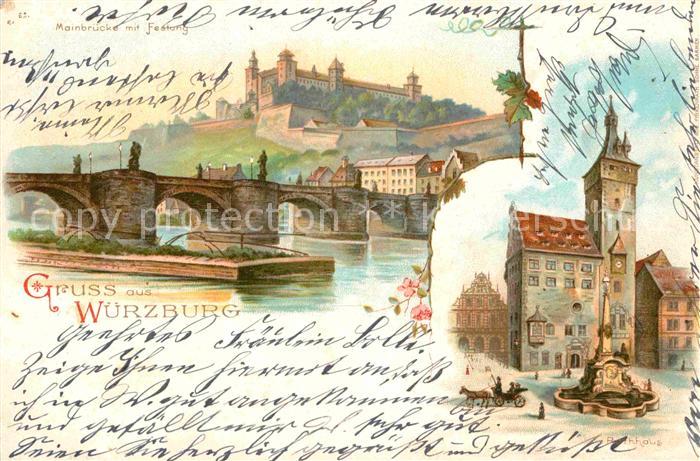 WueRZBURG Bayern Rathaus Mainbruecke Festung