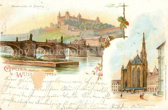 WueRZBURG Bayern Mainbruecke Festung Marienkirche
