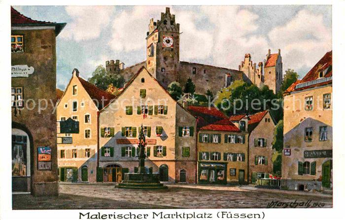 Fuessen Allgaeu Marktplatz Kuenstlerkarte V. Marschall