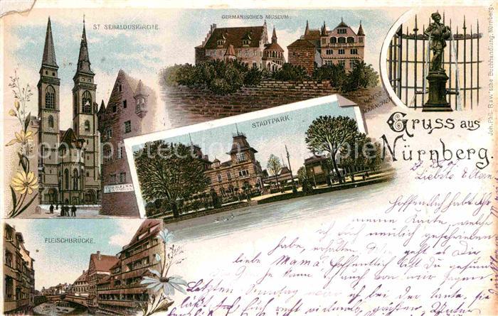 NueRNBERG  CITY Stadtpark Germanisches Museum St. Sebalduskirche Fleischbruecke