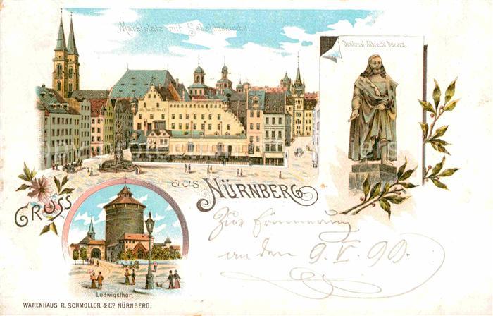 NueRNBERG  CITY Ludwigstor Marktplatz Sebalduskirche Denkmal Albrecht Duerers