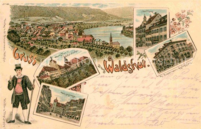 Waldshut-Tiengen Rathaus Geschaeftshaus H. Zimmermann Hautpstrasse