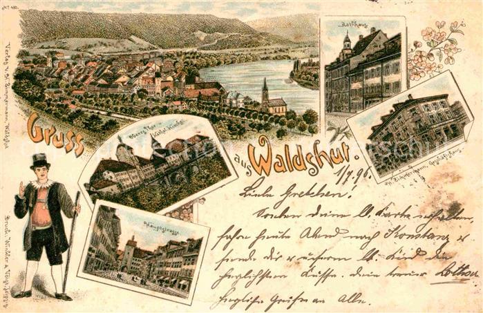 Waldshut-Tiengen Rathaus Hauptstrasse Oberes Tor Bruecke Katholische Kirche