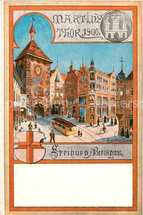 Freiburg Breisgau Martinstor Kuenstlerkarte